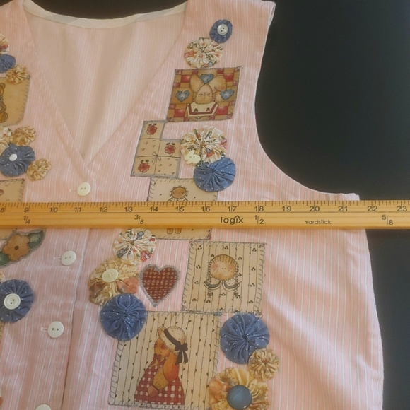 VTG Handmade Vest Country Farm Animals Button Patchwork Applique Cottagecore - Picture 9 of 12